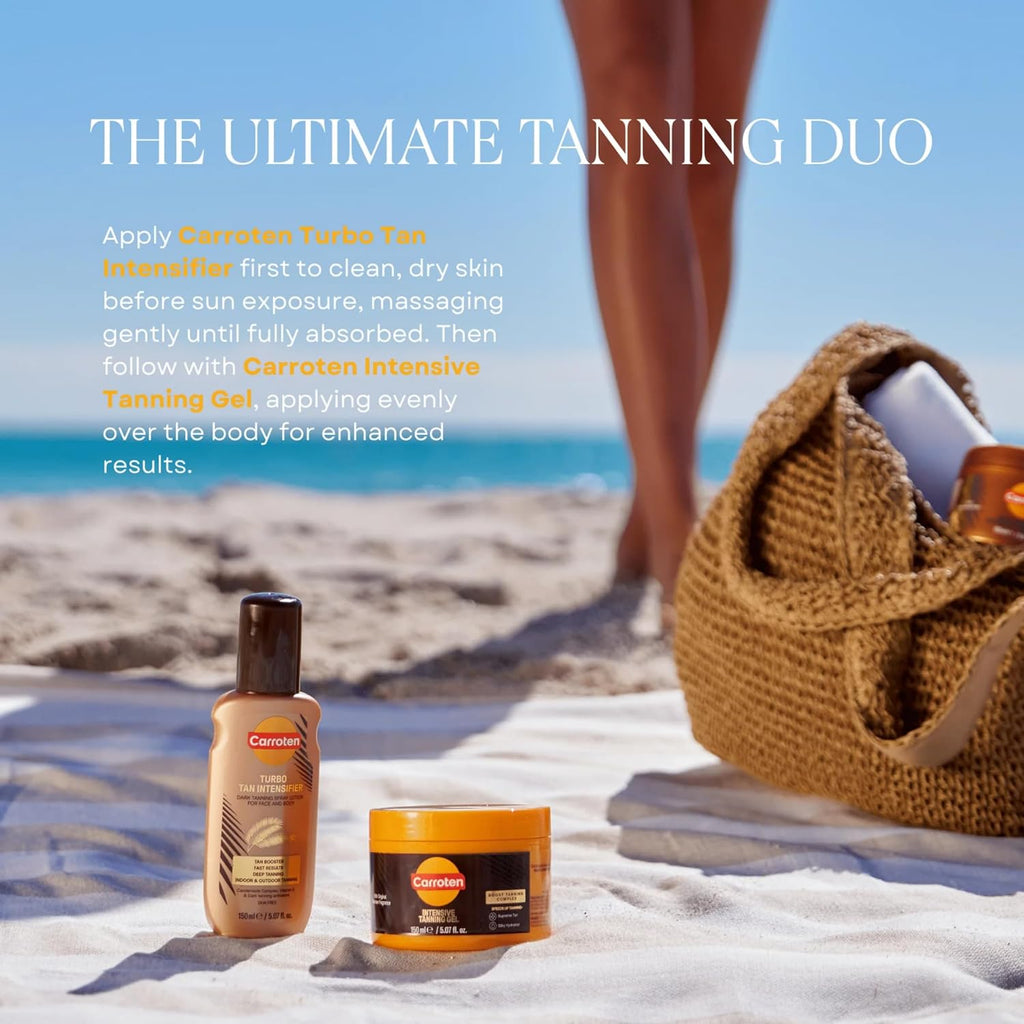 Carroten Turbo Tan Intensifier | Tanning Primer For Fast Long-Lasting Results | Deep Tanning Spray Lotion For Face & Body | Quick-Drying, Lightweight Hydration | Made In Greece | 5 Oz + Wipe
