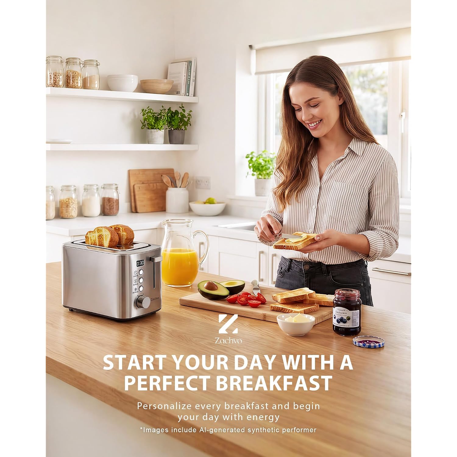 2 Slice Toaster With Wide Slots For Bread & Bagels, Stainless Steel Toaster With Digital Countdown, 6 Shade Settings, Defrost, Reheat & Cancel, Compact Design For Kitchen