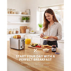 2 Slice Toaster With Wide Slots For Bread & Bagels, Stainless Steel Toaster With Digital Countdown, 6 Shade Settings, Defrost, Reheat & Cancel, Compact Design For Kitchen