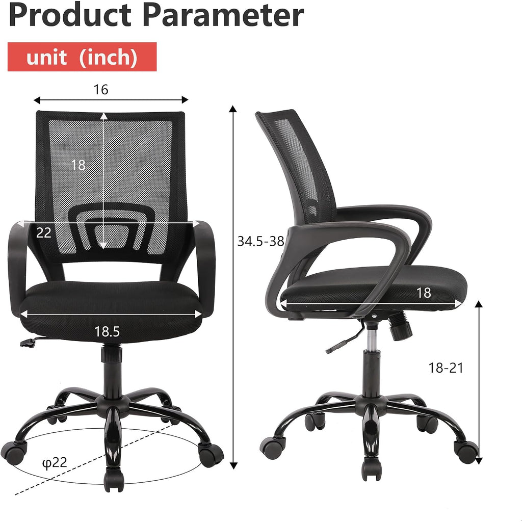 Paylesshere Office Computer Chair Ergonomic Cheap Desk Chair Adjustable Comfortable Mid Back Task Rolling Swivel With Lumbar Support For Home Office (Pack Of 1, Black)