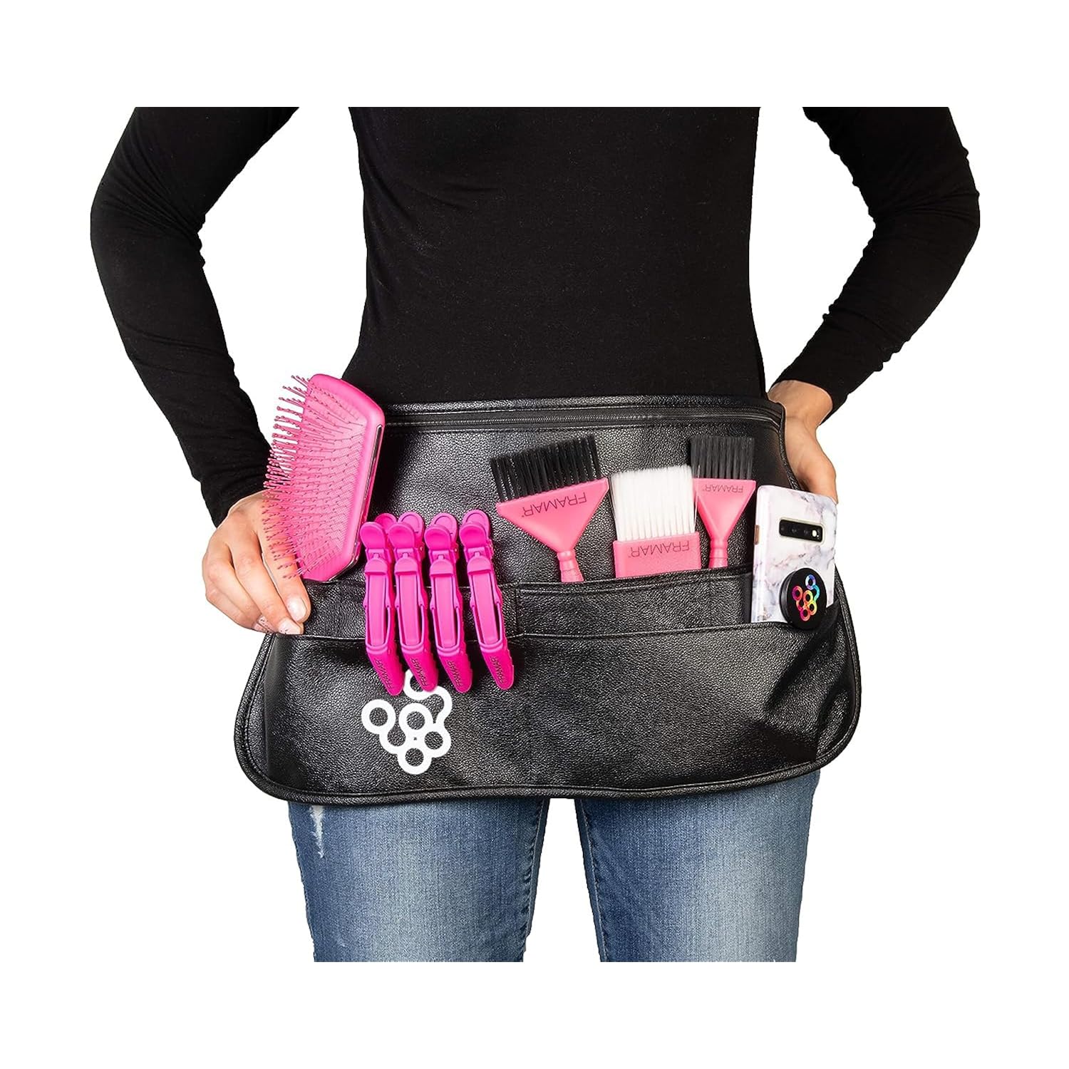 Framar Hipster Salon Hairstylist Waist Belt With Shears Pouch, Professional Hair Stylist & Makeup Brush Belt