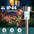 Gigalumi Solar Lights Outdoor Waterproof, 12 Pack, Stainless Steel Led Solar Garden Lights For Patio, Lawn, Yard And Landscape, Cold White | Stainless Steel Led, Cold White Brightness, Ideal For Patio Lawn Yard Landscape, Durable Decorative Lighting