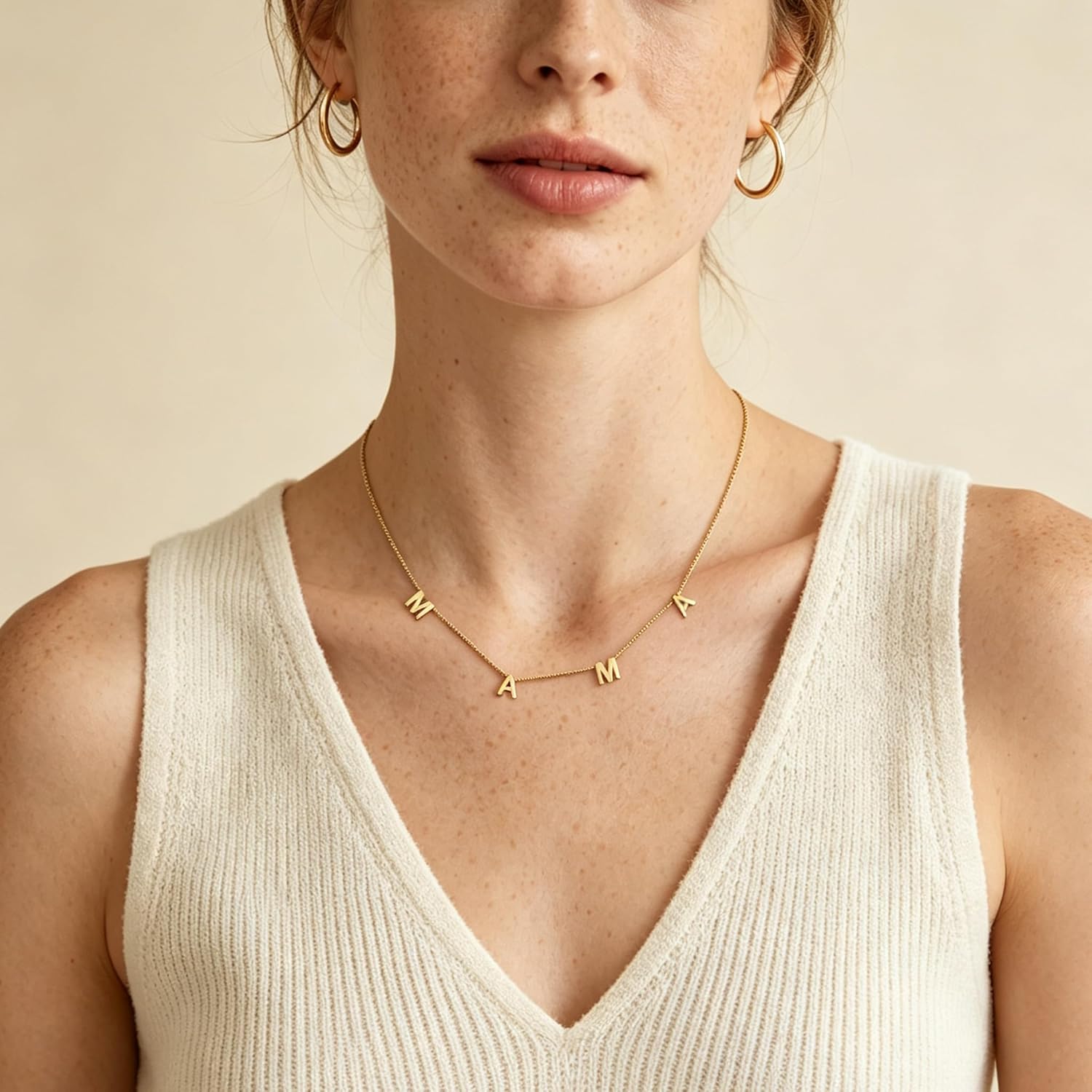 Mama Necklace for Women, 14K Gold Plated Dainty Mom Necklace Non Tarnish Jewelry for Mama, Mother Gifts for New Mom, First Time Mommy Gifts