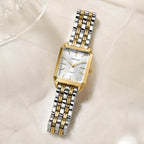Cheetah Women'S Gold-Tone Dainty Watch, Retro Style Rectangular Case And Stainless Steel Band, Gift For Her