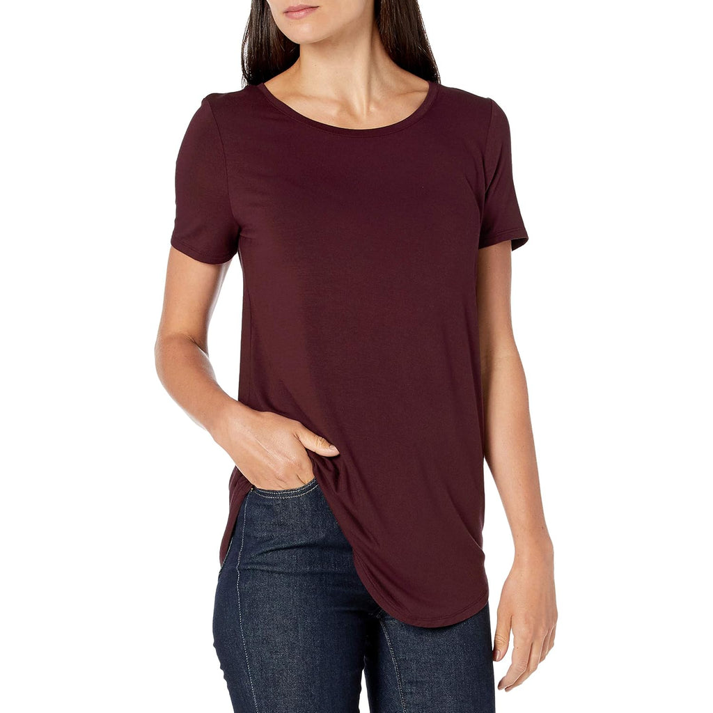 Amazon Essentials Women'S Short-Sleeve Scoopneck Tunic Tops, Pack Of 2