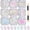 Teenitor Clear White Body Glitter Face Glitter Hair Glitter for Women, 9 Shapes Face, Body Hair Glitter Gel, Makeup Glitter for Concerts Music Festival Birthday Party Halloween