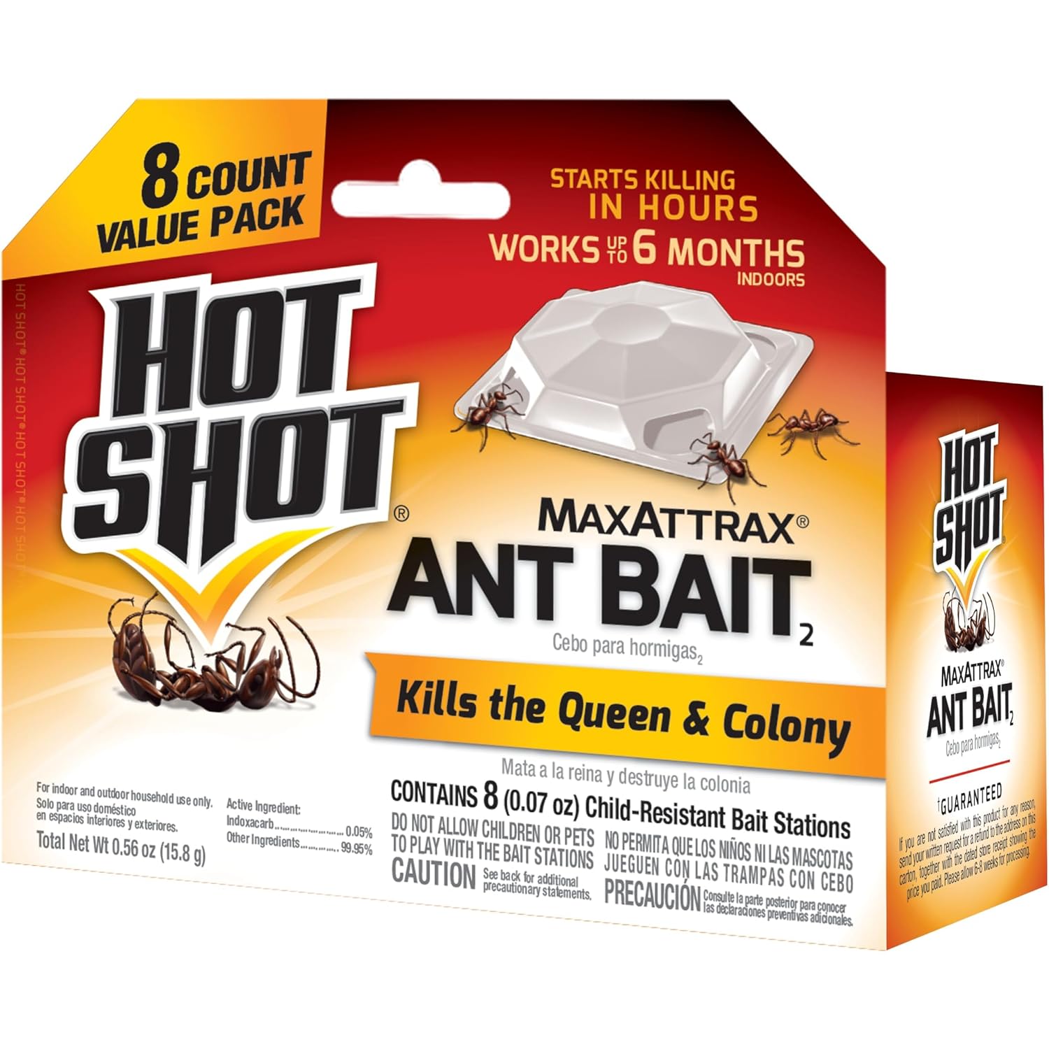 Hot Shot Maxattrax Ant Bait 8 Count, Child-Resistant Bait Stations