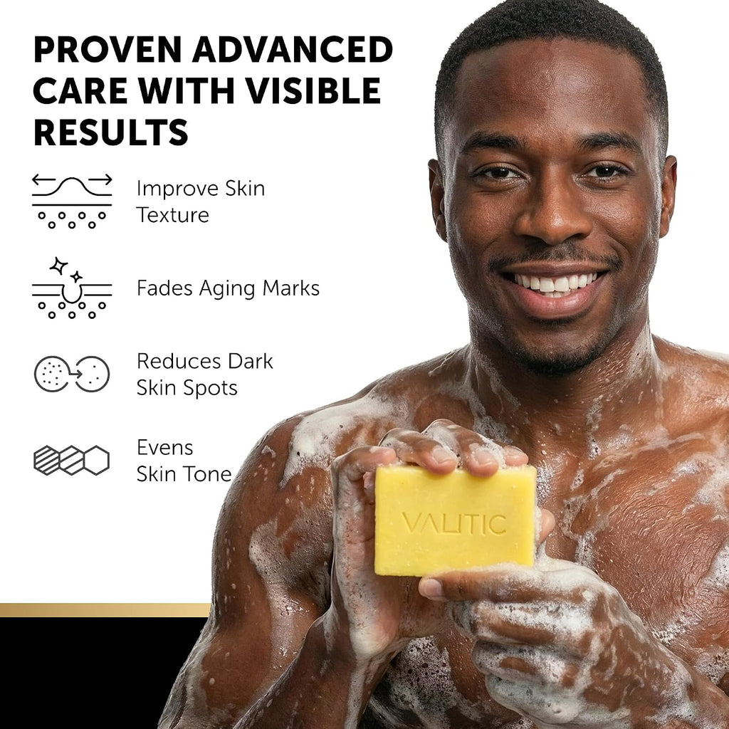 Valitic Brightening Lemon & Turmeric Kojic Acid Soap With Vitamin C, Retinol, Collagen - Original Japanese Complex Infused With Hyaluronic Acid, Vitamin E, Shea Butter - Dark Spot Corrector (2 Pack)