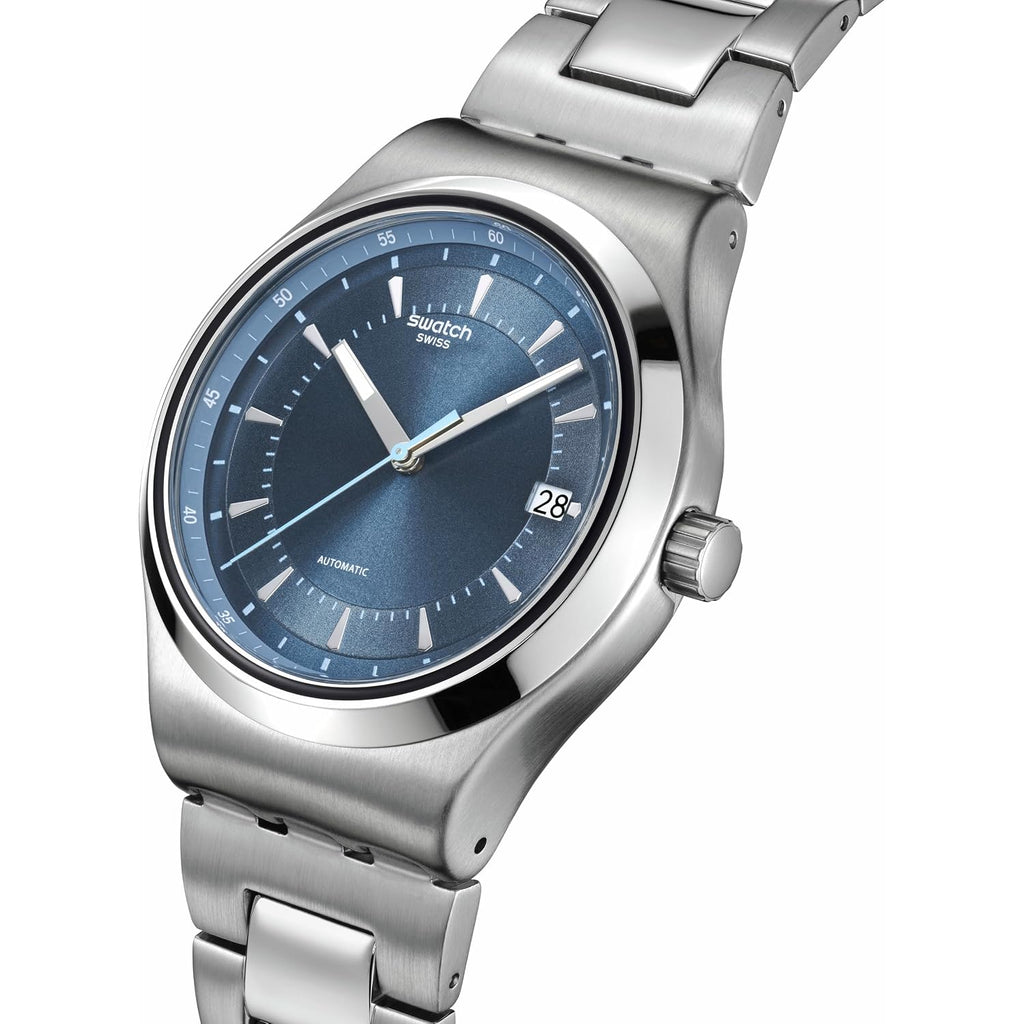 Swatch Irony Sistem51 Unisex Watch Casual Polymer Blue Automatic Waterproof Shimmer At Dusk