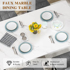 Awqm Dining Table Set For 4,Faux Marble Kitchen Table And Chairs Set Of 4, Modern Dining Room Set For 4,Dinner Table Set With Velvet Chairs, Dining Set For Small Spaces,White & Grey