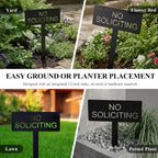 No Soliciting Metal Yard Sign For House, Modern Steel No Soliciting Sign, Outdoor No Soliciting Yard Sign For Front Yard Or Planter, 4.1” X 10.6” With 10.2” Stake, Black