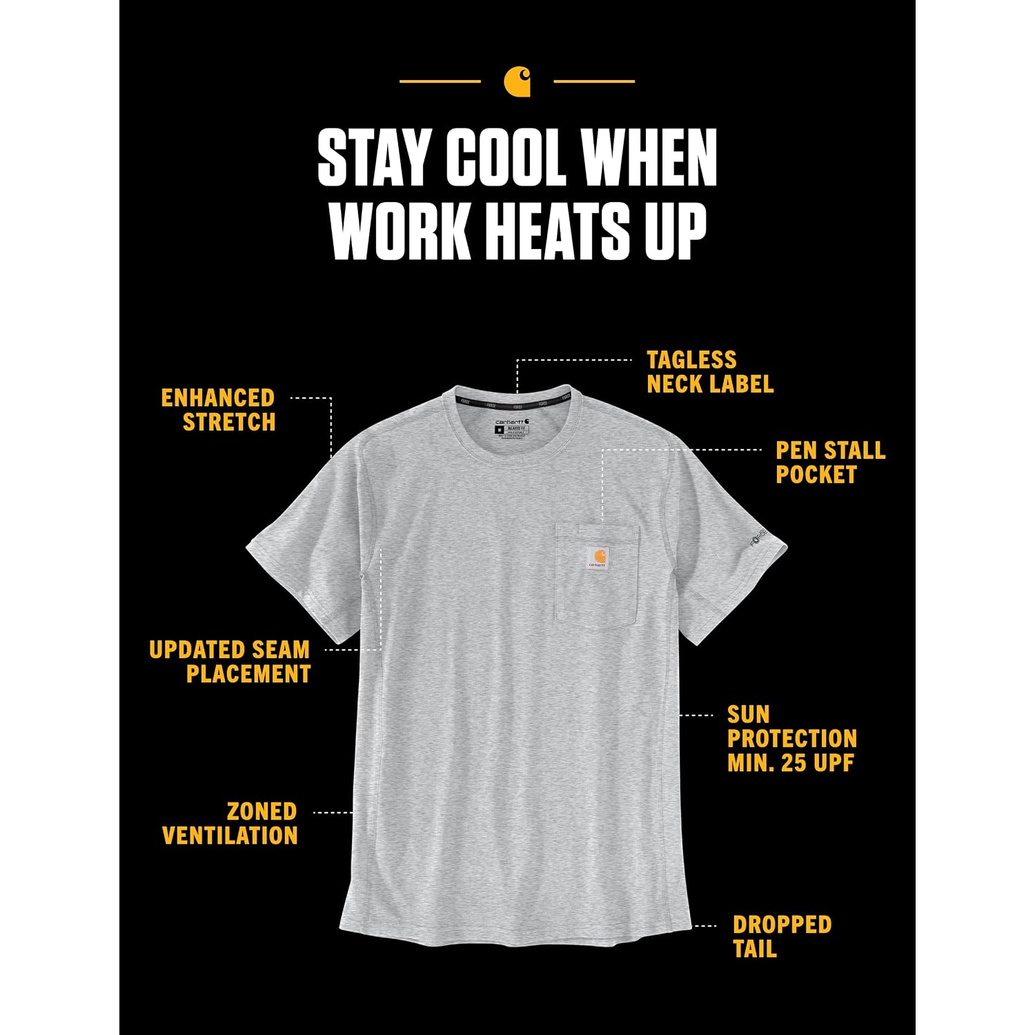 Carhartt Men'S Force Relaxed Fit Midweight Short-Sleeve Pocket T-Shirt