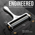 Zulay Kitchen Stainless Steel Wire Cheese Slicer - Adjustable Hand Held Cheese Cutter With 2 Extra Wires - Premium Cheese Knife For Mozzarella, Cheddar, Gruyere - Cheese Cutter With Wire (Silver)