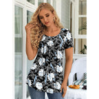 Womens Tunic Tops 2026 Short Sleeve Shirts Summer Casual Tee Comfy Blouses S-4XL