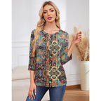 LOMON 3/4 Length Sleeve Womens Tops Casual Crewneck Pullover Tunics Summer Cute Blouses Fashion 2026