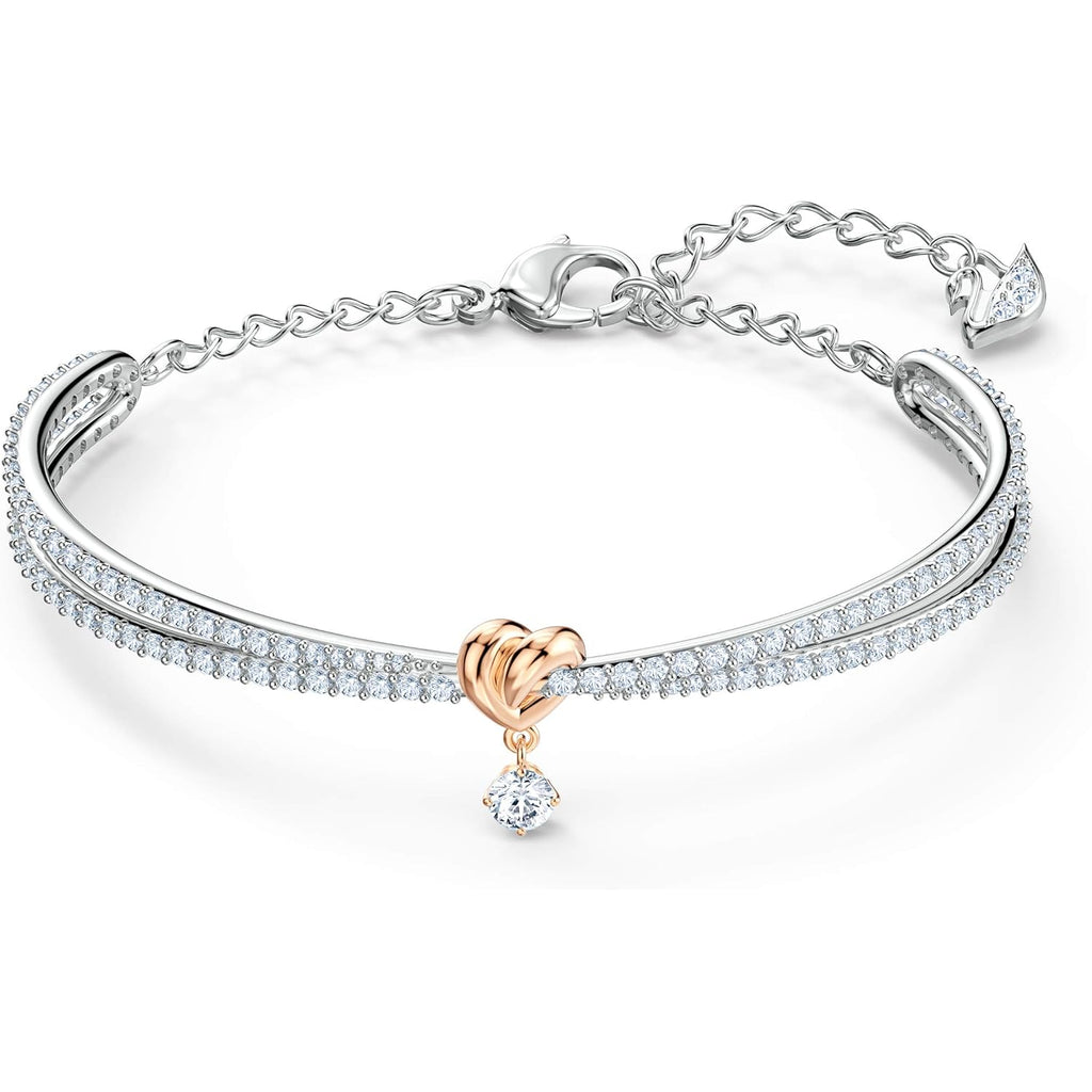 Swarovski Lifelong Heart Necklace, Earrings, and Bracelet Crystal Jewelry Collection, Rose Gold & Rhodium Tone Finish