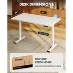 Flexispot En1 48"X24" One-Piece Standing Desk, White | 176 Lbs Capacity, Seamless Desktop, Home Office, 4 Memory Presets, Dual Monitor Setup, Anti-Collision