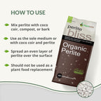 Perlite Bliss (8 Qts) - Organic Perlite For Plants Indoor Soil Amendment - Horticultural Perlite For Gardening & Seed Starting - Mixes Easily With Potting Soil, Vermiculite, & Coco Coir For Plants