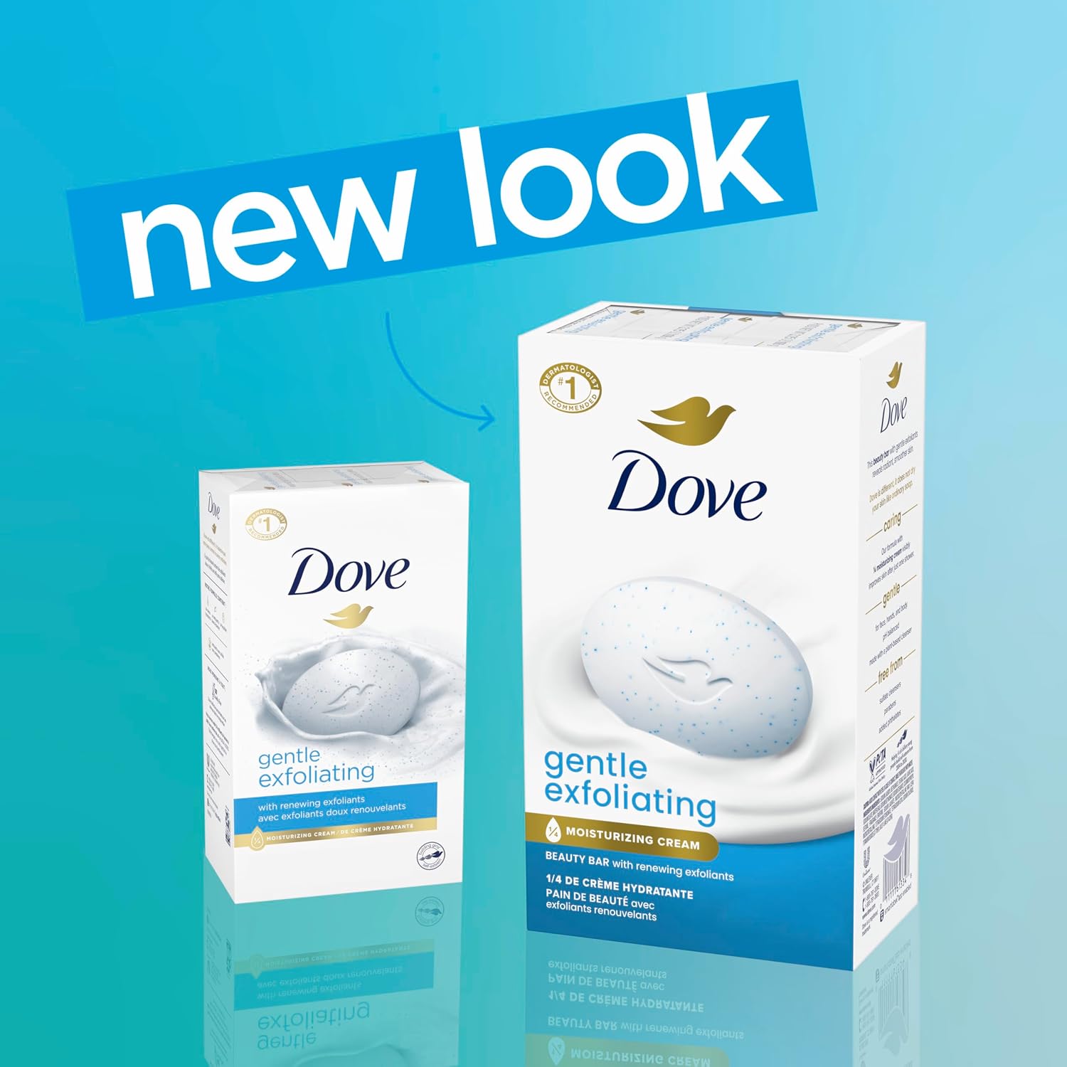 Dove Gentle Exfoliating Beauty Bar Soap 8 Count, Renewing Cleanser, 3.75 Oz I Beauty Bar With Gentle Exfoliants And Moisturizing Cream To Renew Skin And Reveal Softer, Smoother Skin