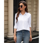 Women's Stain Shield Dress Shirts Wrinkle Free Long Sleeve Shirts Solid Work Business Button Down Shirts
