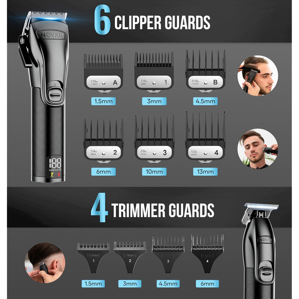 Novah Professional Barber Clippers And Trimmer Set - Foil Shaver Professional Hair Clippers For Men, Mens Cordless Hair Clipper For Barbers Haircut Kit, Fade