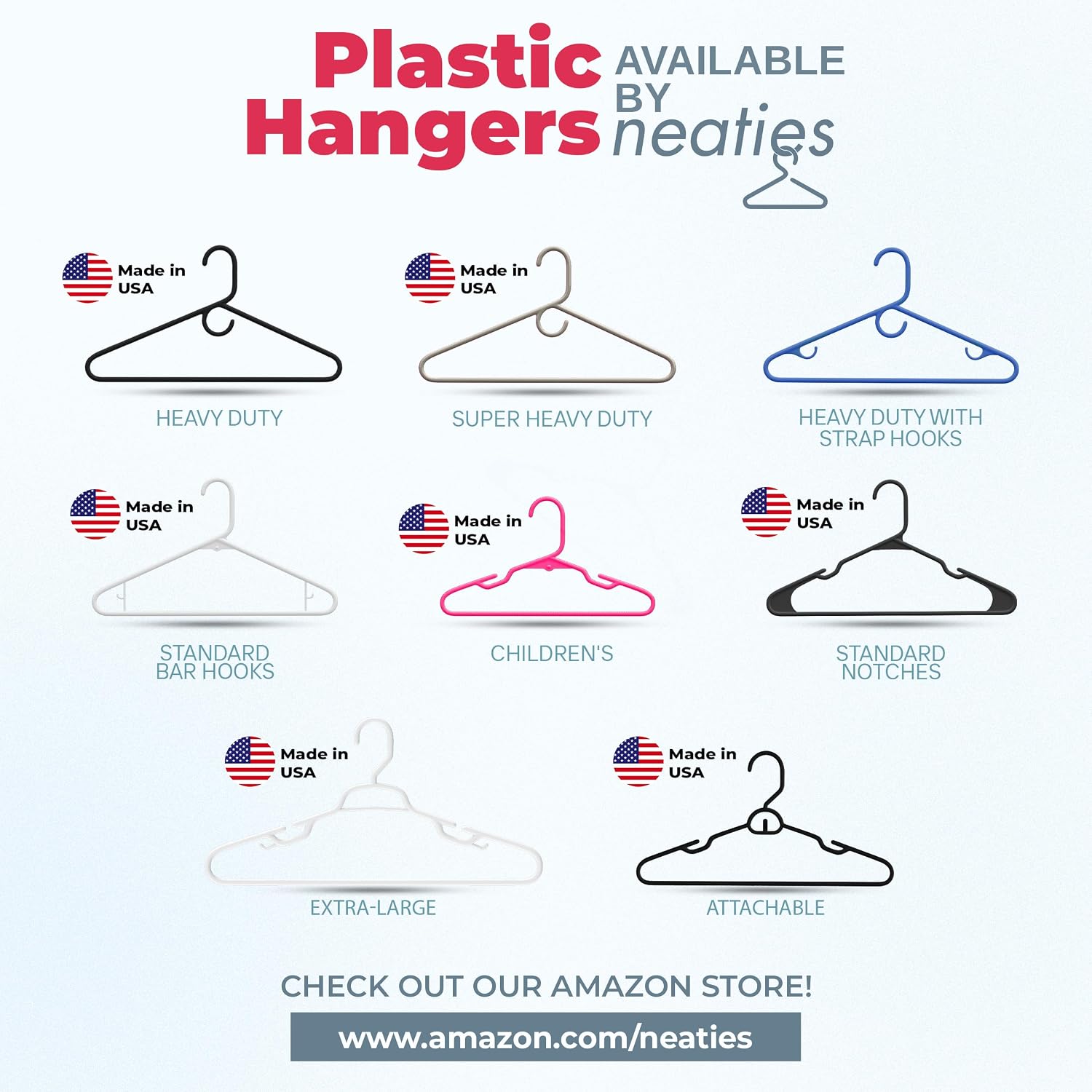 Plastic Hangers 30 Pack – Made In The Usa – 6Lb Capacity Standard Clothes Hangers With Strap Hooks For Dresses, Lingerie, Shirts, Pants, And Jackets – White