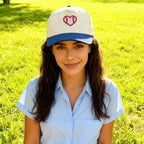 Embroidered Sports Baseball Cap with Love Heart, Two-Tone Adjustable Cotton Trucker Hat for Men Women Gifts Baseball Love Heart - Navy Blue
