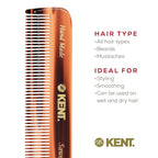Kent A FOT Tortoiseshell Fine Tooth Handmade Pocket Comb for Men, Women and Kids, Hair Comb Straightener for Grooming and Styling, Beard and Mustache, Saw Cut and Hand Polished, Made in England