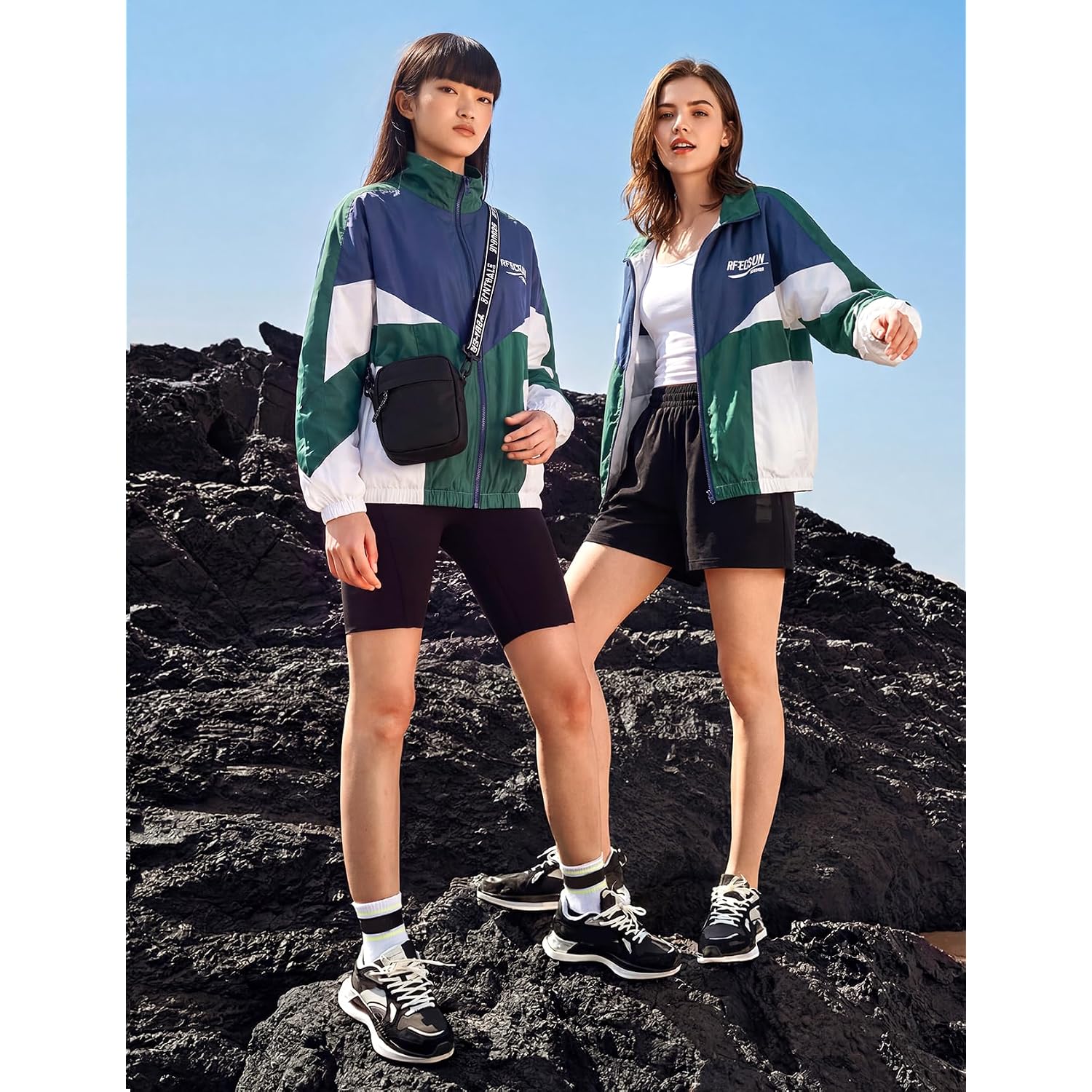 Wyeysyt Women Windbreaker Jacket Y2K Varsity Oversized Jacket | 80S 90Sjacket, Vintage Sport Jacket, Zip Up Casual Jacket, Retro