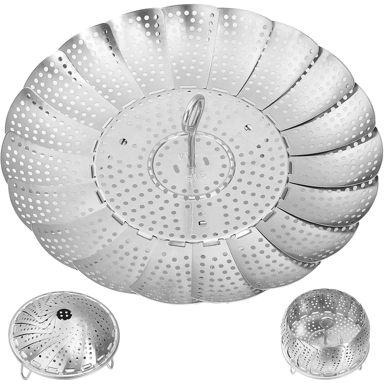 Steamer Basket For Cooking 304 Stainless Steel Entirely Thickened,Collapsible Steamer Insert For Pots, Fits Instant Pot/Skillets (5.5'' To 9.5'')