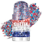 DAGEDA Red White Blue Face Body Glitter Stick,4th of July Accessories Sparkling Hair Glitter Makeup,Patriotic Red White and Blue Patriotic Accessories,Fourth of July Outfit Flag Glitters Makeup