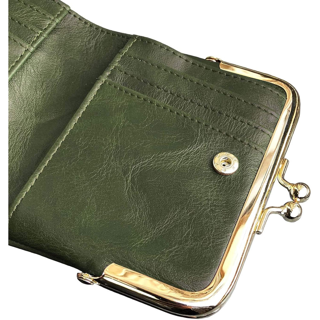 AOXONEL Womens Wallet Small Rfid Ladies Compact Bifold Leather Vintage Coin Purse With Zipper and Kiss Lock