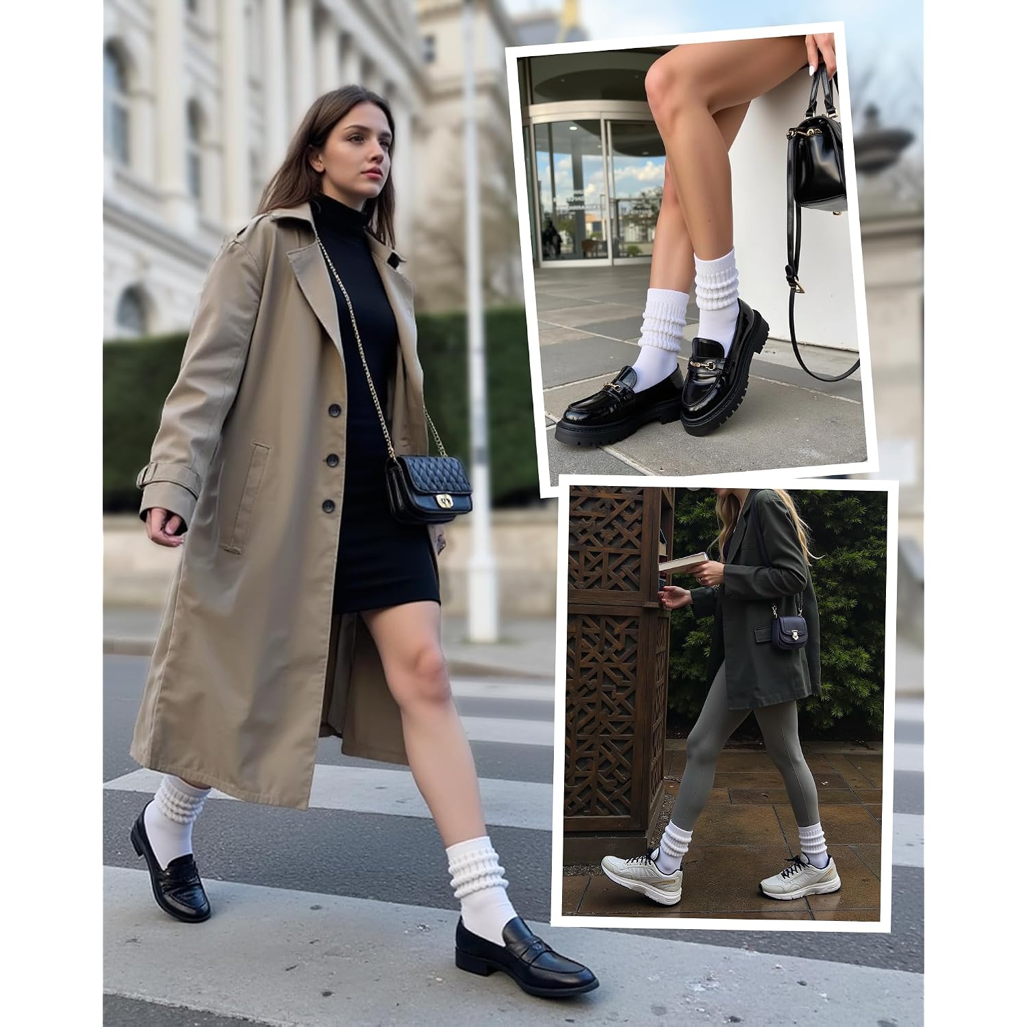 Hongteya Slouchy Crew Socks For Women Soft Scrunch Socks Cute Fashion Retro For Boot Sneakers Size 5-11