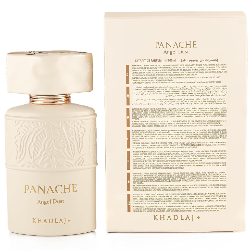 Khadlaj Panache Angel Dust – Sweet, Fruity, Creamy, Musky – Extrait De Parfum Spray Long-Lasting Fragrance For Women, 3.4 Ounce / 100Ml