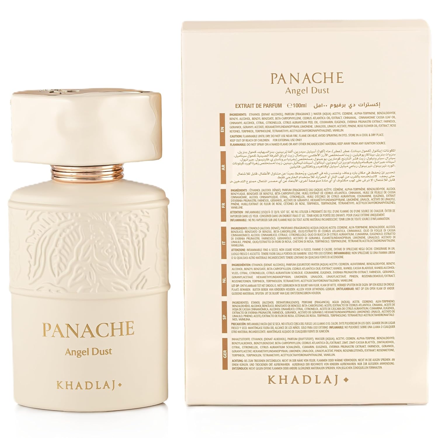 Khadlaj Panache Angel Dust – Sweet, Fruity, Creamy, Musky – Extrait de Parfum Spray Long-Lasting Fragrance for Women, 3.4 Ounce / 100ml