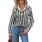 Siliteelon Button Down Shirts For Women Striped Dress Shirts Long Sleeve Casual Collared Office Work Blouses Tops
