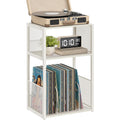Vasagle Record Player Stand, 3-Tier Side Table, Vinyl Record Storage Up To 100 Albums, End Table For Living Room, Bedroom, Rustic White Ulet275W01