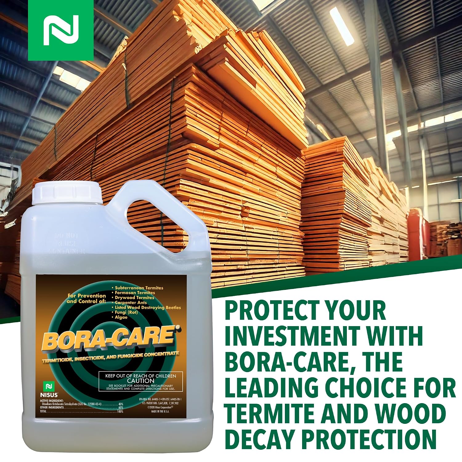 Bora-Care Termiticide Insecticide And Fungicide Concentrate, Wood Treatment For Termite And Beetle Prevention, 1 Gallon