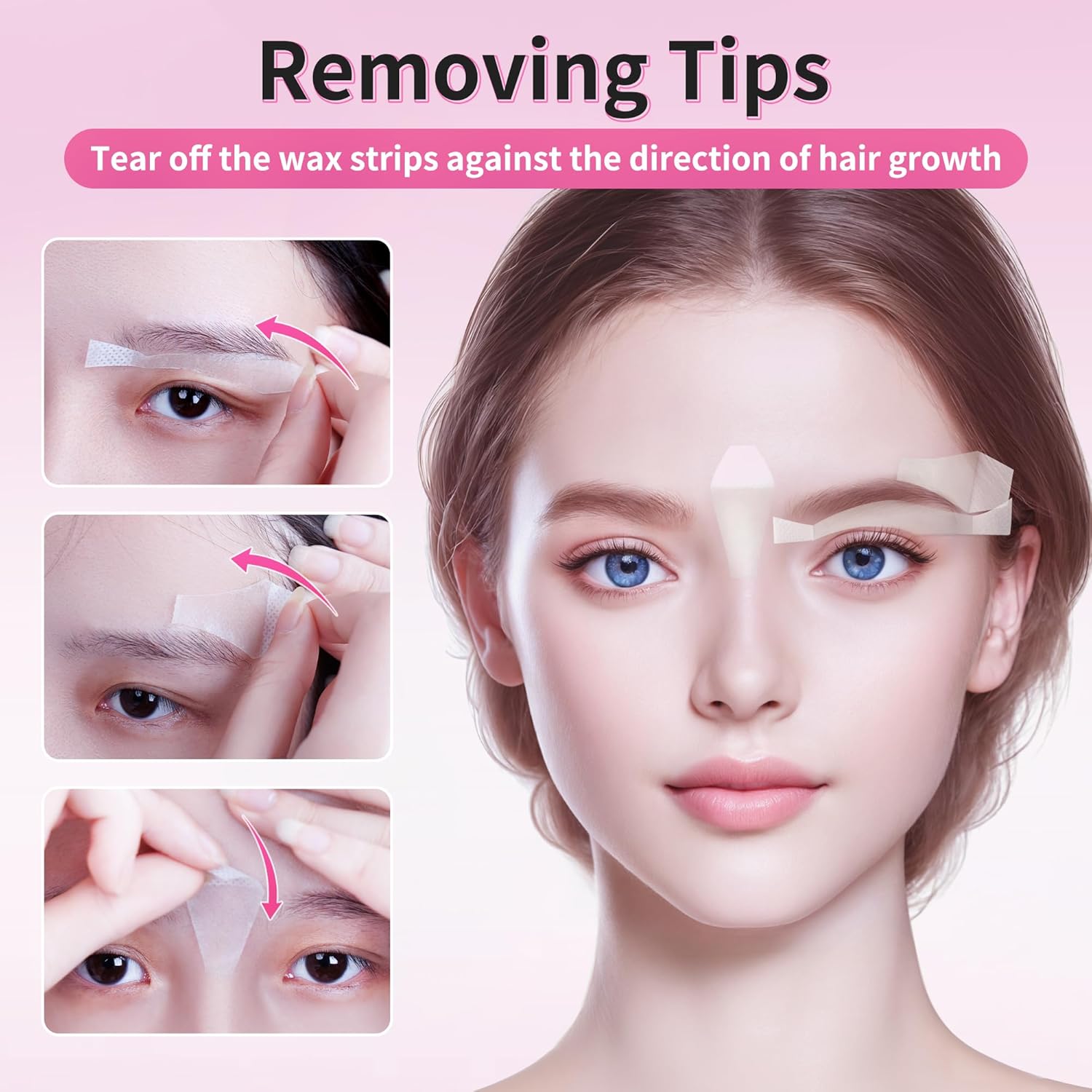 Beauty7 Facial Wax Strips for Hair Removal - Eyebrow Wax Strips at Home - 24 Strip, 4 Calming Oil Wipes for All Skin Types for Women