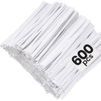 Easytle 600 Pcs 5" White Paper Twist Ties Bread Ties White Twist Ties Twisty-Ties Bag Ties Twist Ties For Bags Bread Wire Ties Twist Tie For Party Cello Candy Bread Coffee Bags Cake Pops