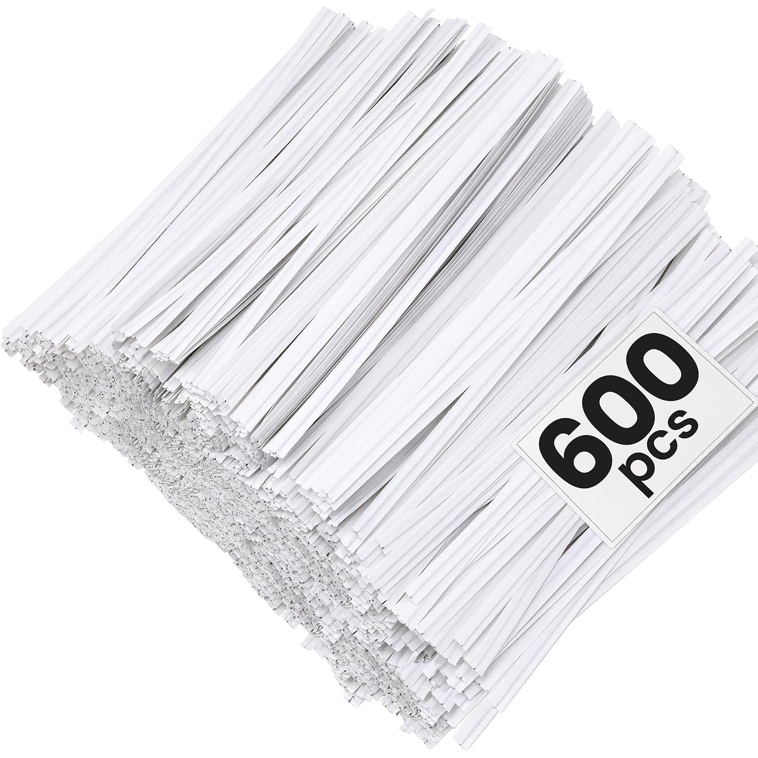 Easytle 600 Pcs 5" White Paper Twist Ties Bread Ties White Twist Ties Twisty-Ties Bag Ties Twist Ties For Bags Bread Wire Ties Twist Tie For Party Cello Candy Bread Coffee Bags Cake Pops