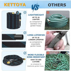 Non-Expanding Garden Hose 100 Ft, Kink Free Flexible Water Hose With 10-Pattern Spray Nozzle, Lightweight Hose Pipe, Leak Proof, 3/4" Swivel Connectors, Super Fabric, Portable Storage Strap