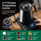 Gooseneck Electric Kettle Hiyakoi With ±1℉ Temperature Control, Pour Over Kettle For Coffee & Tea, 1200W Rapid Heating, Stainless Steel Water Boiler With 12H Keep Warm & Built-In Timer, 0.8L/27Oz