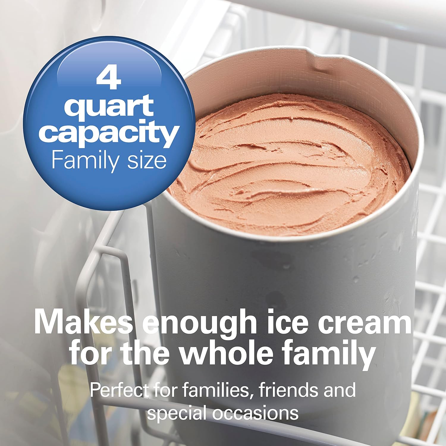 Hamilton Beach Automatic Electric Ice Cream Maker & Frozen Yogurt Machine | 4 Quart | Makes A Variety Of Treats Including Sorbet, Sherbet, Gelato, Custard |Simple & Customizable | White | 68330N