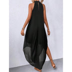 Verdusa Women'S Wedding Guest Dress Halter Flowy Chiffon Asymmetrical Long Summer Prom Dress