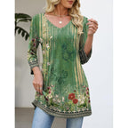 Tunic Tops for Women Loose Fit Dressy 3/4 Sleeve V Neck T Shirts Spring Tops for Women 2026