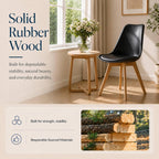 Dining Chairs Set Of 4, Modern Upholstered Dining Room Chairs With Pu Leather Padded Seat, Armless Kitchen Chairs With Curved Backrest And Solid Wood Legs For Dining Room, Kitchen, Apartment, Black
