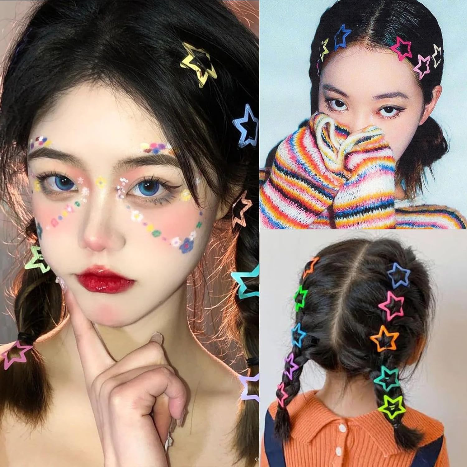 Star Hair Clips Snap Hair Barrettes Non Slip Star Hair Accessories Multiple Colors Metal Hair Clips For Girls Women -100Pcs 1.18"