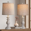 Traditional Table Lamp Set Of 2, Rustic Farmhouse Table Lamps For Living Room Bedroom, 22" Bedside Desk Lamps Vintage Nightstand Lamps With Linen Shades, Antique Grey