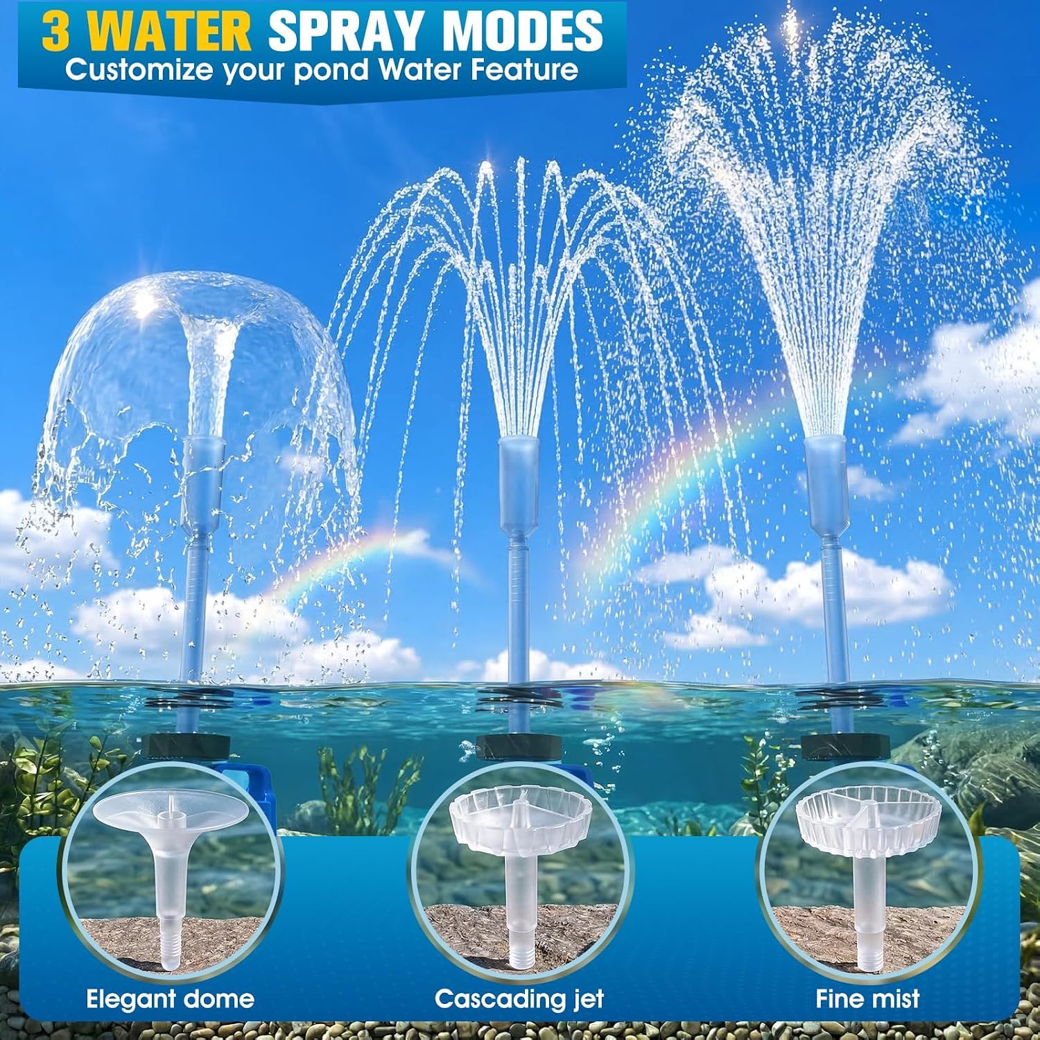 2-In-1 Pool Cover Pump With Fountain Lights, Submersible Water Pump Swimming Water Removal Pumps, Pond Pump And Fountain Pump Kit, Sump Pumps For Pool Draining, Auto Water Sensor, 16Ft Hose-Deep Blue